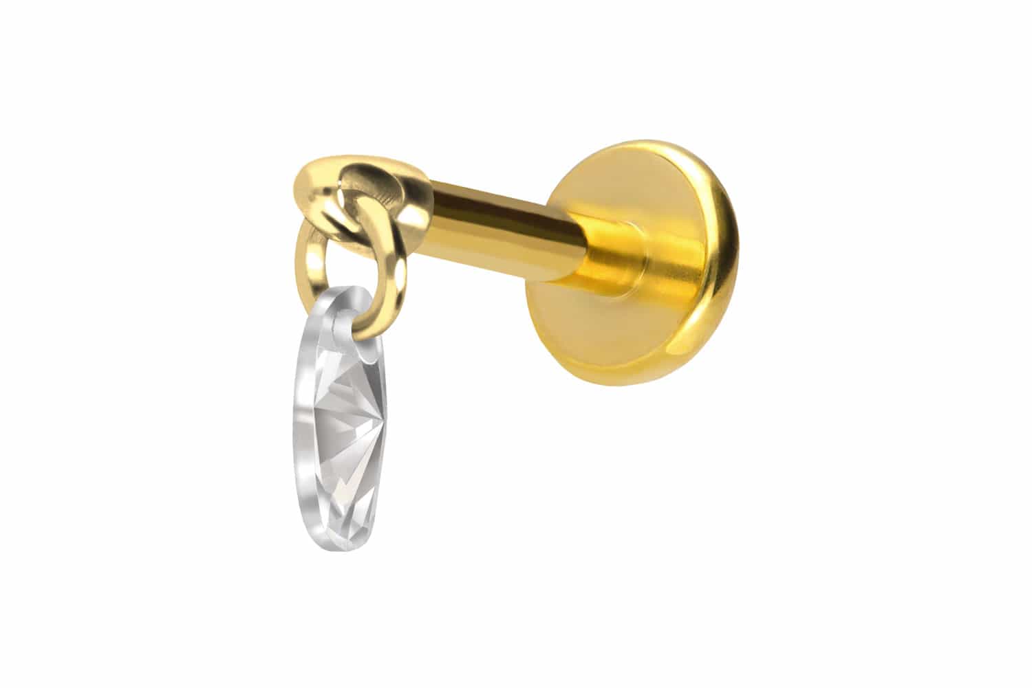 Titan Labret Piercing mit Push Fit KRISTALLOVAL